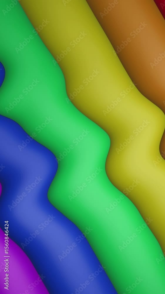 Poster animation of rainbow stripes and colours moving on seamless loop