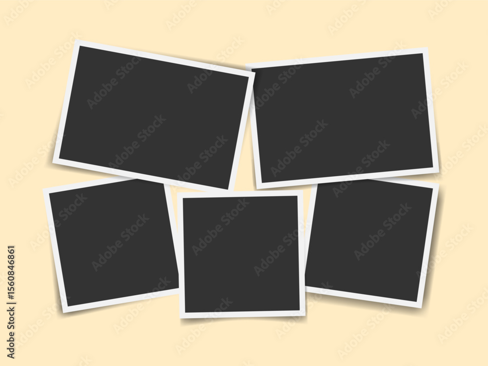 Poster creative memo and photo frame vector pack. realistic square and horizontal photo image collage templ