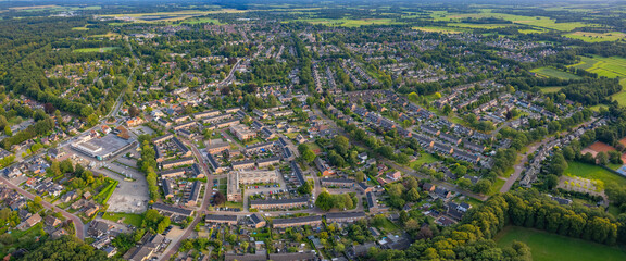 Aerial view of the old town of the city Paterswolde in the Netherlands on a sunny day in summer