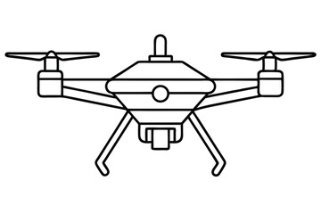 Simplified Line Drawing of a Drone with Propellers, Landing Gear, and Antenna