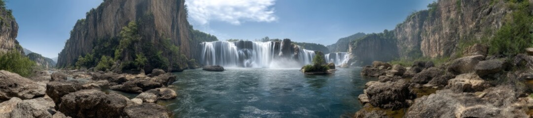 Fototapeta premium Nature waterfall adventure in stunning hdr 360 degrees hdri view