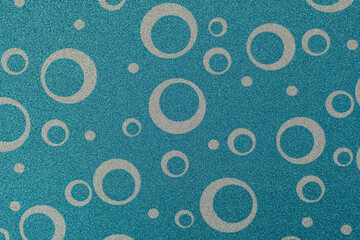 Paper texture with ornament. Decorative cardboard sheet with circles. Blue geometric background