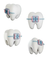 Colección de íconos 3D con herramientas dentales, dientes, pasta y más. Ideal para campañas de salud bucal, clínicas, apps y contenido educativo.