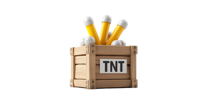 Cartoon tnt crate with dynamite sticks for comic explosive theme