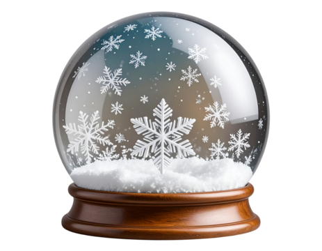 Snow globe, transparent background.