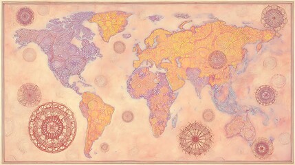 World map, abstract design