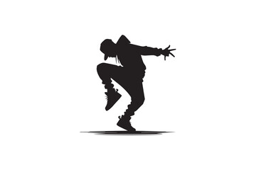 Fototapeta premium A hiphop dancer silhouette with a simple, understated design set against a white background 