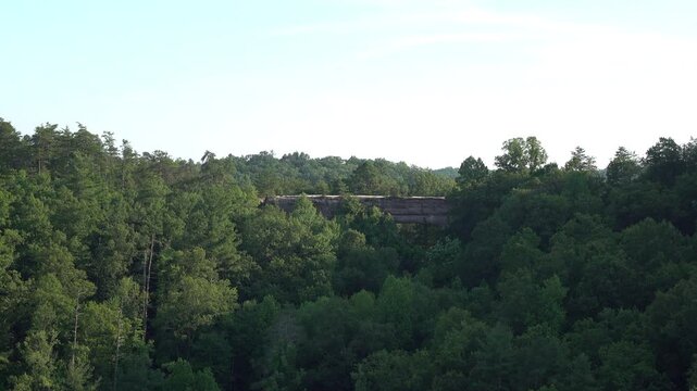 Natural Bridge establishing pan shot Kentucky 4k
