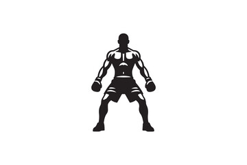 Obraz premium A boxer silhouette with a simple, understated design set against a white background 