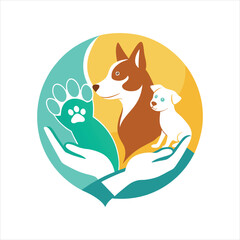 Hand Holding Dog and Cat Symbol Vector Art