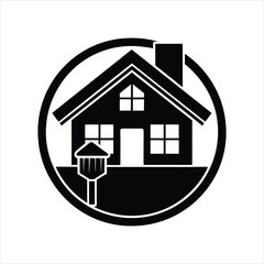 House Repaint Logo Icon Silhouette Vector Art