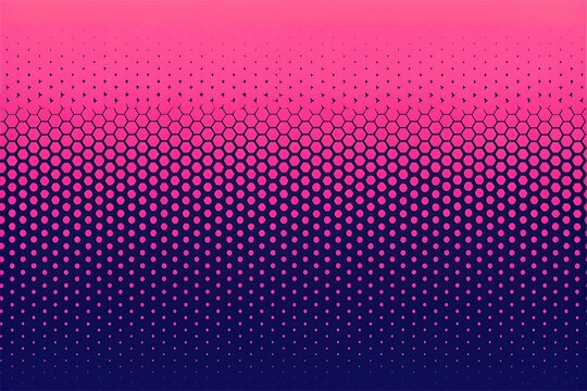 Geometric hexagon pattern transitioning to dots with pink and blue gradient background