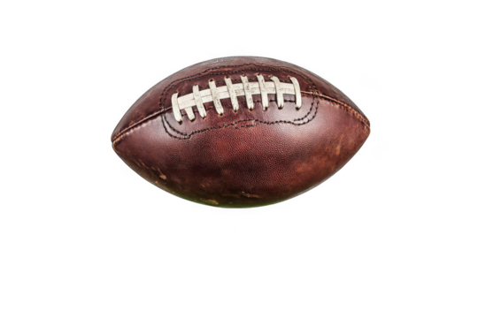 Close up of a vintage american football isolated on transparent background