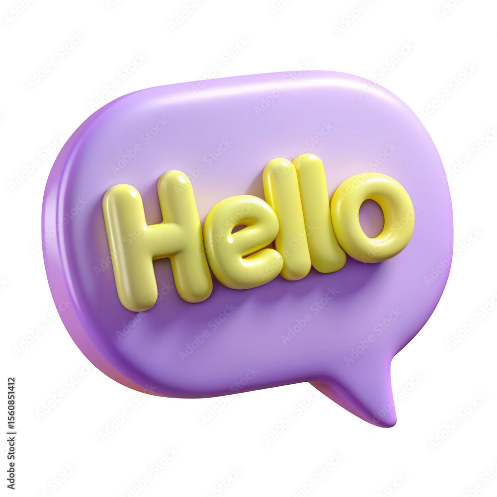 Poster 3d hello speech bubble isolated on transparent background