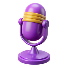 3d purple microphone isolated on transparent background