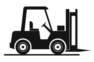 Black Silhouette of a Forklift Truck with a Steering Wheel and Seat Visible