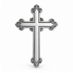 silver cross on white background