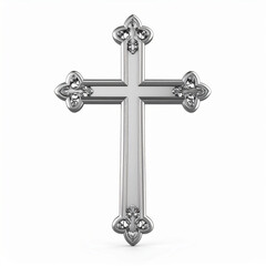 silver cross on white background