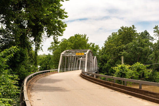 Devils Elbow, Missouri, USA - June 17th 2025 - The historic 1923 Devils Elbow Bridge over the Big Piney River on Route 66.