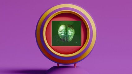 circular display with brain scan