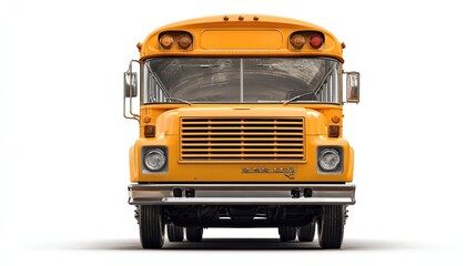 Yellow school bus isolated on white background. AI generated image