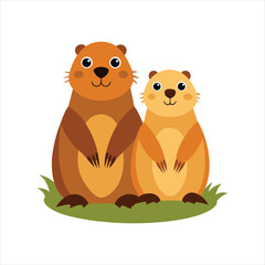 Naklejka premium Wild Prairie Dogs Couple Design Isolated Vector