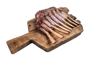 Grilled Rack of lamb, mutton meat chop steaks isolated on white backgrounds