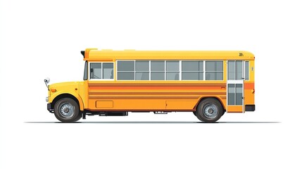 Yellow school bus isolated on white background. AI generated image