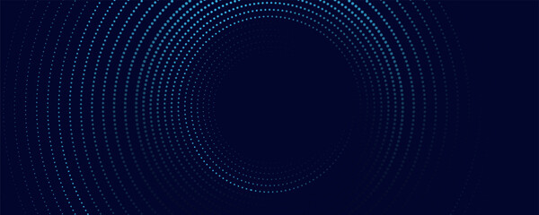 Blue abstract background with spiral circle lines, technology futuristic template. Vector illustration.