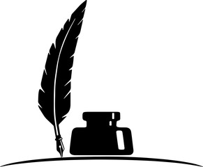 Minimalist Feather Pen Silhouette Icon
