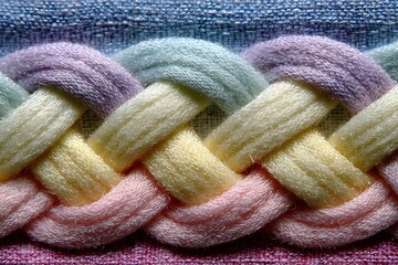 Chic woven fiber texture with pastel braid pattern scene  
