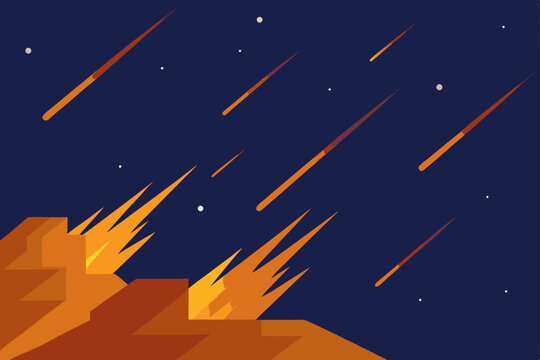 deep quarry reflecting shooting stars during meteo