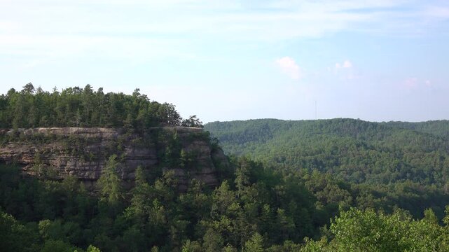 Wide angle view at Natural Bridge State Park Slade Kentucky 4k