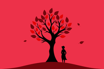 tree with red hearts