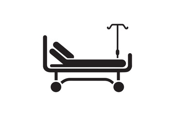 a medical bed silhouette with a simple, understated design set against a white background  