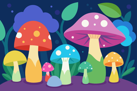 vector illustration of mushrooms