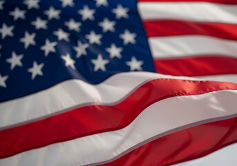 Close-up of American flag fabric. flag of American