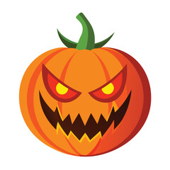 Evil Pumpkin Vector Illustration ? Cartoon Clipart and Line Art Design for Print.eps