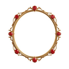 Elegant gold frame with red jewels on black background