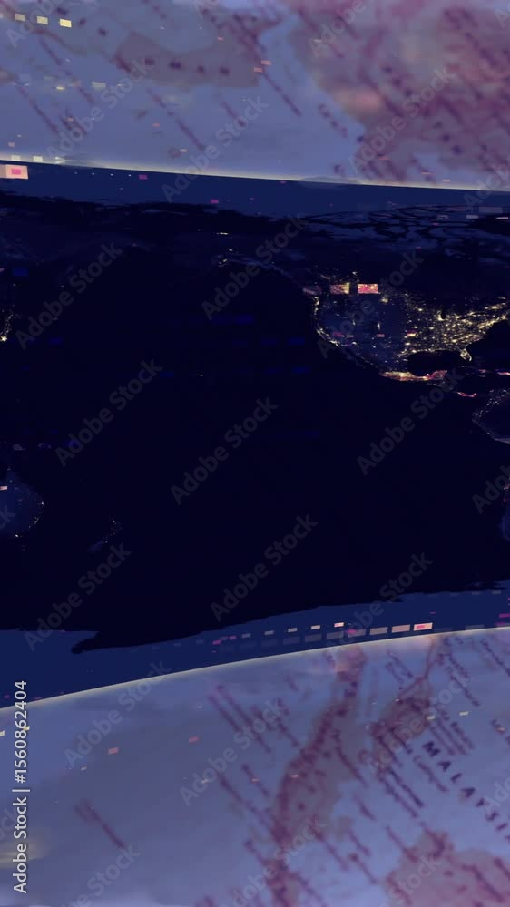 Poster animation of data processing over world map