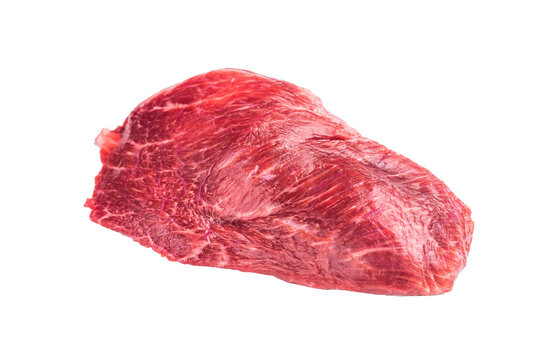 Raw Beef cheeks, fresh veal meat Isolated on white background. top view