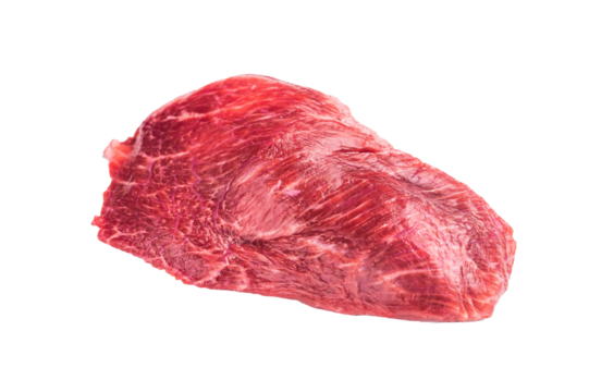 Raw Beef cheeks, fresh veal meat Isolated on white background. top view