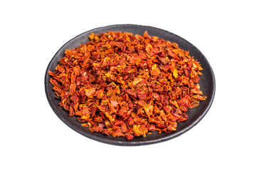 Sun Dried Tomato Flakes Isolated on White background. top view