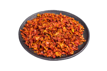 Sun Dried Tomato Flakes Isolated on White background. top view