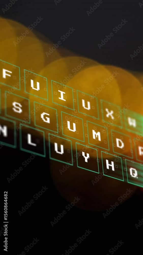 Aufkleber animation of keyboard over bokeh on black background