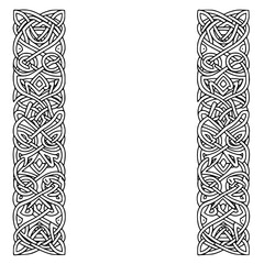 Intricate line art borders with Celtic knot design in black and white  