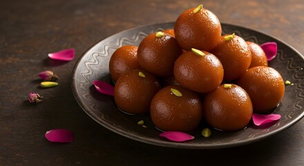 Gulab jamun on a plate.