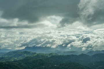 Scenic stormy landscape of Alagalla Mountain (1140m), Sri Lanka, Asia	