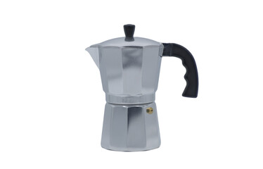 moka pot is a stove top or electric coffee maker that brews by passing hot water driven by vapor pressure and heat driven gas expansion through ground coffee. made from aluminum with Bakelite handle