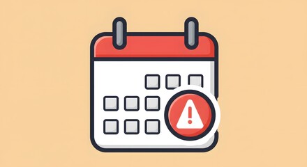 Calendar reminder icon stamped by alert badge